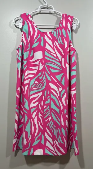 Lilly Pulitzer Sabrina Pink & White Sleeveless Shift Dress Size Medium thumbnail 1