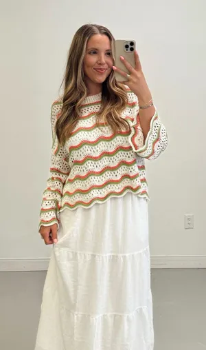 BOUTIQUE CROCHET MULTI COLOR SWEATER Multiple thumbnail 1