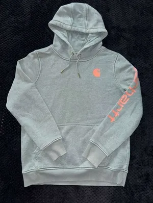 Carhartt‎ Women's Hoodie Relaxed Fit Pullover Fleece Logo Sleeve Workwear Sz M thumbnail 1