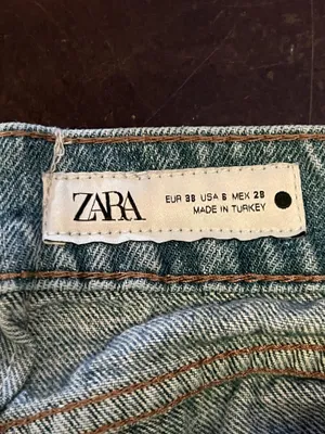 Zara Jeans Womens 6 Blue Acid Wash High Rise Relaxed Straight Button Fly Denim thumbnail 9