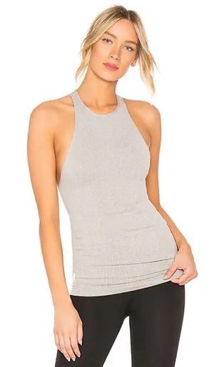 Free People FP movement Gray Sleeveless Tank Top ribbed Heart is Racing M / L thumbnail 1