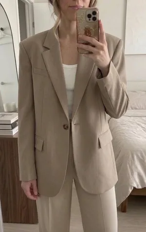 Aritzia Babaton Atelier Wool Blazer Taupe Camel Suiting Jacket XXS thumbnail 1