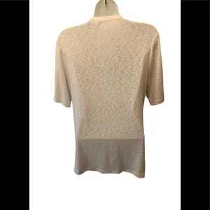 BKE Off White Lace Up Ribbed SS Casual Stretch Shirt Size XL Fall Fashion thumbnail 3