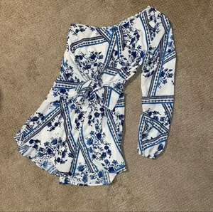 NWOT Lulu's Multi-Print One Shoulder Tie Romper thumbnail 3