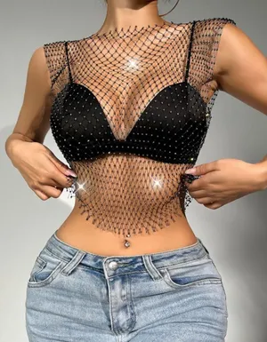 Shein Rhinestone Top thumbnail 1