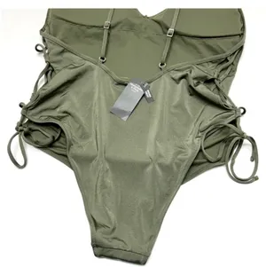 NWT Abercrombie Original Cheeky lace up tie sides one piece swimsuit size XL NEW thumbnail 4