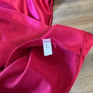 Women's NEW Dark Red Satin Long Sleeve Blouse Size Large #260759 thumbnail 8