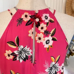 Zinnia Pink Floral Halter Maxi Dress XS NWT thumbnail 4