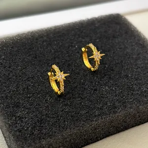 13mm Small Star Gold Hoop Earrings for Men Women Streetwear Punk Hip Hop Unisex Earrings thumbnail 3