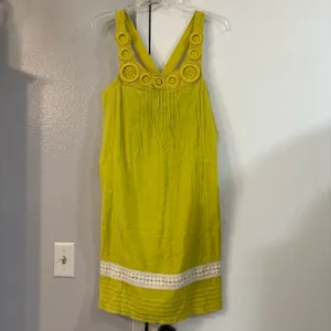 Anthropologie Ipanema Sun Dress by Edme & Esyllte Chartreuse Embroidered Cotton thumbnail 2