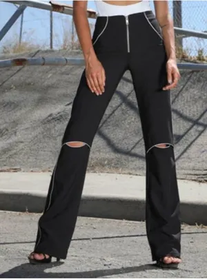 I.AM.GIA Euphoria Black Jet Pants Knee Cut Out thumbnail 1