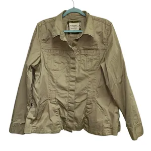 Vintage Old Navy Women's XXL‎ Khaki Utility Safari Jacket Roll Tab Cargo Pockets thumbnail 2