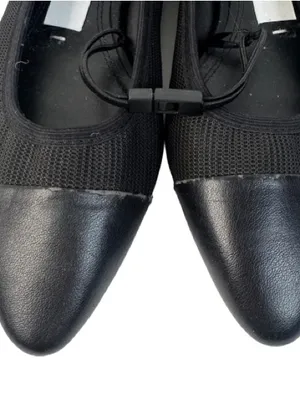 Zara Black Pointed Toe Knit Ballet Flats with Cap Toe thumbnail 2