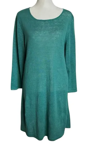 Gudrun Sjoden Size M 100% Linen Sweater Shift Dress Mini Green thumbnail 1