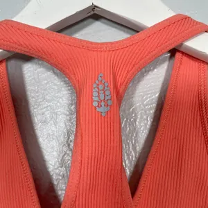Free People Movement Women XS Orange Pink Free Throw Crop Top Ribbed Athleisure thumbnail 6