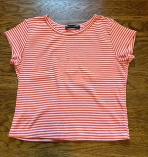 Brandy melville pink and orange stripe baby tee thumbnail 1