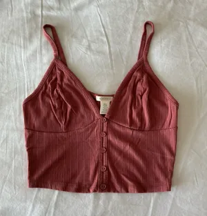Pink Button Detail Cropped Tank thumbnail 1