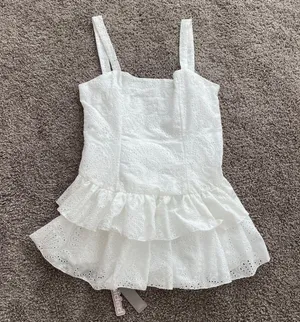 Missguided White Ruffle mini Dress thumbnail 1