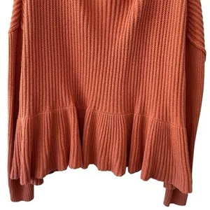 Free People Knit Cozy Pink Turtleneck Sweater Ruffle Cottagecore Feminine S thumbnail 5