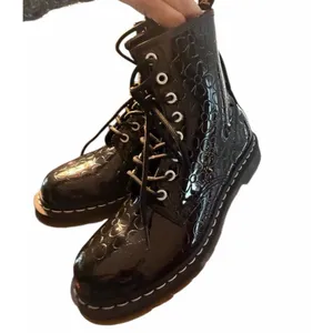Dr Martens 1460 Women Size 9 Jungle Patent Leather Flower Emboss Boot Black thumbnail 7
