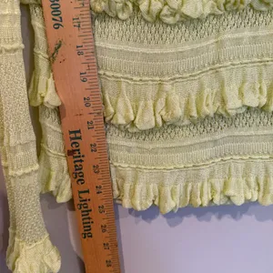 Anthropologie Ruffle Open Knit Sweater Womens Large Lime Green Feminine Coquette thumbnail 11