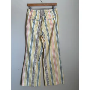 Maeve Wide Leg Pants Women 8 Yellow Striped Naomi High Rise Patch Pocket thumbnail 5