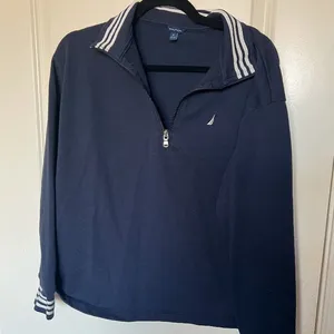 Nautica Navy Quarter-Zip Pullover‎ size medium preppy office modest thumbnail 1