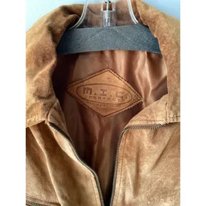 M.I.C Vintage Brown Suede Leather Safari Style Belted Zip Up Jacket M/L thumbnail 3