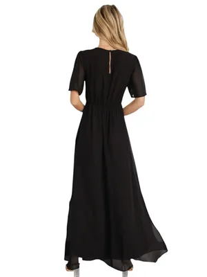 Baltic Born - NWT Esti Black Chiffon Maxi Wedding Dress Sz M thumbnail 2