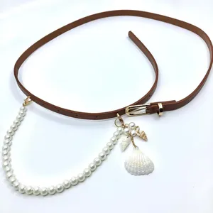 Mermaidcore Brown Faux Leather Pearl Shell Belt, Fits 32.5–35 Inches, X7GA1230 thumbnail 8