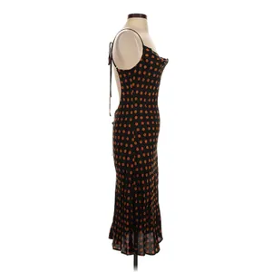 NWT For Love & Lemons Black Rust Polka Dot Open Back Slip Midi Dress XS thumbnail 2