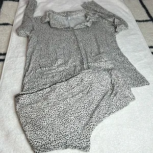 Nine West multi color Print Pajamas Jogger Pants Women White L Loungewear Soft thumbnail 1
