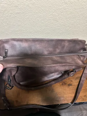 CLUCI Brown Satchel Top Handle Bag Detachable Adjustable Strap Zip Pockets thumbnail 7
