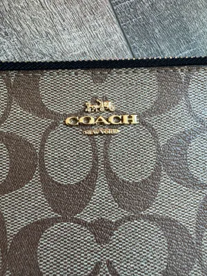 Coach Signature Coated Canvas Double Zip Wristlet thumbnail 5