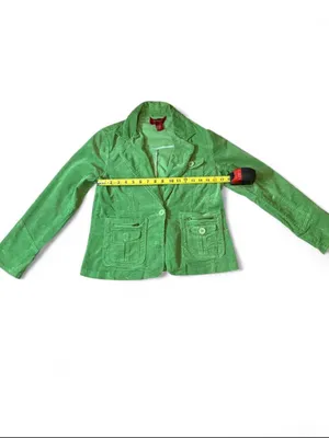 Paris Blues Lime Green Corduroy Fitted Utility Blazer Jacket Y2K L thumbnail 6