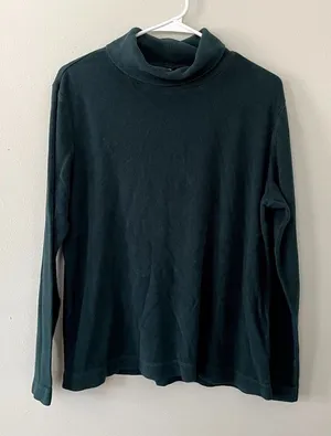 Uniqlo dark green turtleneck‎ long sleeved sweater top winter women size XL thumbnail 1