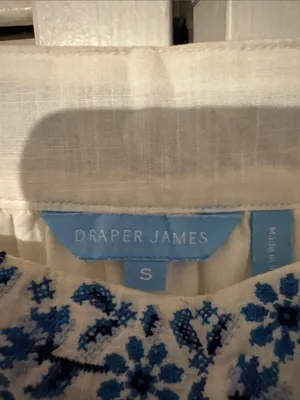 Draper James White Tunic with Blue Floral Embroidery thumbnail 4