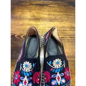 Johnny Was‎ Black Floral Embroidered Espadrilles Size 38 (Size 7.5) thumbnail 6