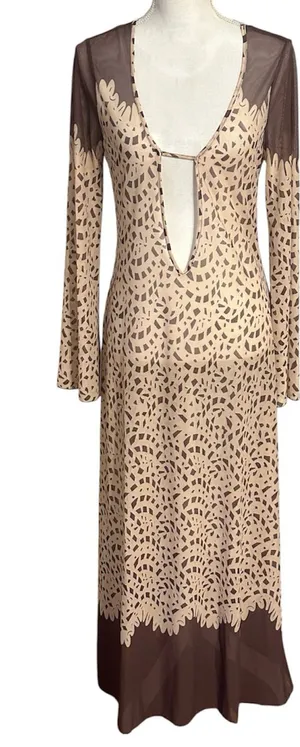 Caroline Constas New York Long Sleeve Maxi Dress Mesh Swim Coverup NWT thumbnail 1