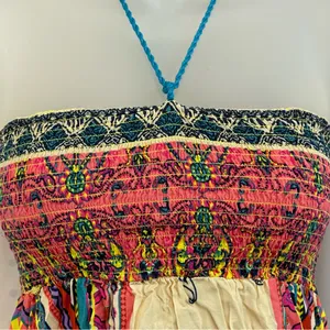 Flying Tomato Multicolor Strapless Bohemian Dress Y2K Boho Midi Halter Paisley thumbnail 2