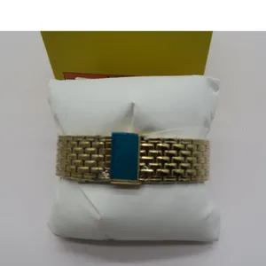 Invicta Gold Tone Rectangular Blue Dial Watch with Brick Link Bracelet thumbnail 5