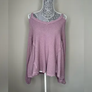 FREE PEOPLE Womens Cold Shoulder Long Sleeve Swing Tunic Sweater Top Size XS thumbnail 2
