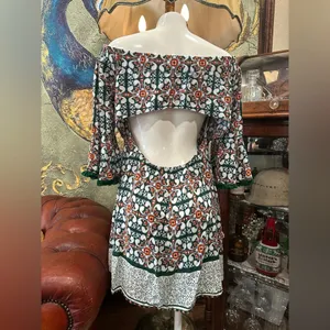 Lulus Boho Glam Open Back Medallion Print Bell Sleeve Mini Dress Size Large thumbnail 9