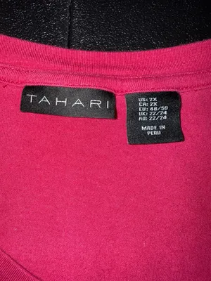 Tahari Pink V-Neck Pima Cotton Blend Plus Size Tunic 2X thumbnail 2