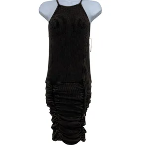 Free People FP One XS Katya Thermal Bodycon Mini Dress Brown Textured Ruched‎ thumbnail 2