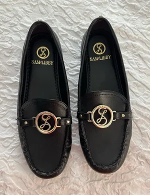 Sam & Libby Black Loafers with Gold Logo Accent thumbnail 1