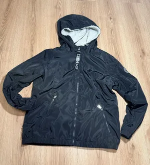 Bebe Sport Womens L Black Windbreaker Jacket Sherpa Lined Hood Full Zip Bomber thumbnail 1
