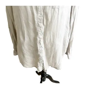 JNY Jones New York Women’s Linen Button Down Shirt Tan Sz Medium Beach Coastal thumbnail 5