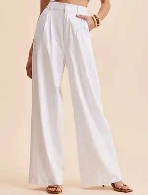 Commense Cotton Mid-Waist Wide-Leg Pants With Pockets size Medium thumbnail 1