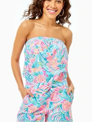 Lilly Pulitzer Jace Romper XL NWT Tropical Punch Strapless Scallop $118 thumbnail 3
